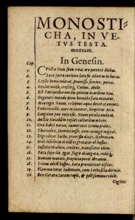 Monosticha, In Vetus Testamentum.