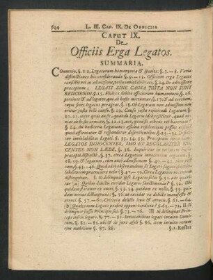 Caput IX. De Officiis Erga Legatos.