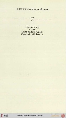 49: Heidelberger Jahrbücher: Bildung und Wissensgesellschaft