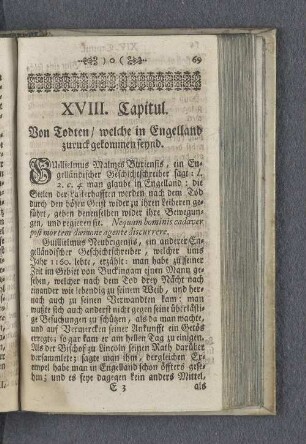 XVIII. Capitul. Von Todten / welche in Engelland zuruck gekommen seynd.
