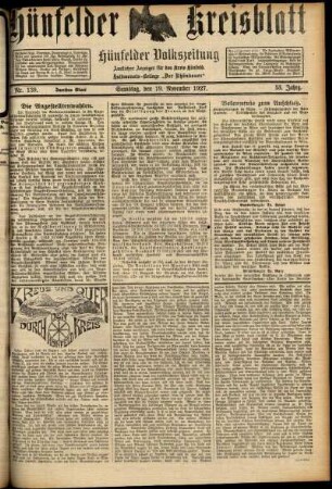 Zweite Ausgabe vom Samstag, den 19. November 1927.