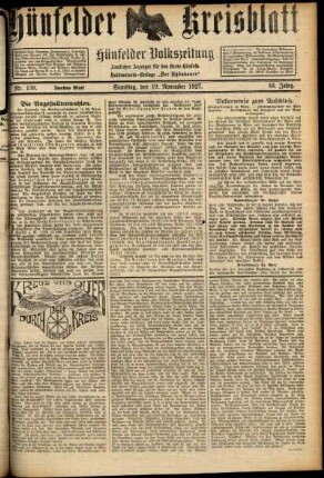 Zweite Ausgabe vom Samstag, den 19. November 1927.