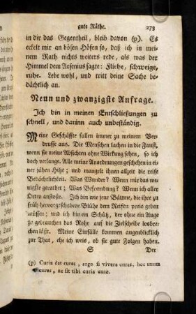 273-283, Neun und zwanzigste Anfrage