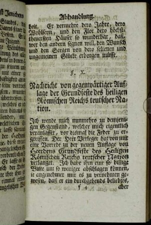 §. X. Nachricht von gegenwärtiger Auflage der Grundfeste des heiligen Römischen Reichs teutscher Nation.