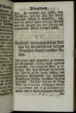 §. X. Nachricht von gegenwärtiger Auflage der Grundfeste des heiligen Römischen Reichs teutscher Nation.