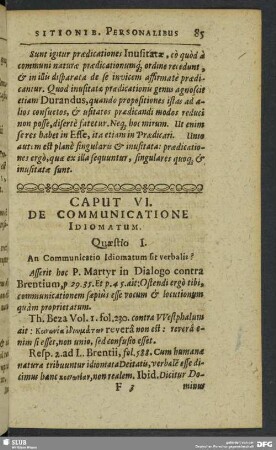 Caput VI. De Communicatione Idiomatum