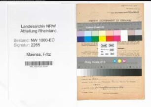 Entnazifizierung Fritz Maenss, geb. 30.01.1895 (Vollzugsbeamter)