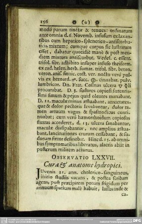 Observatio LXXVII. Cura & anatome hydropici