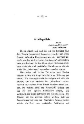 [II.] Arbeitsgebiete