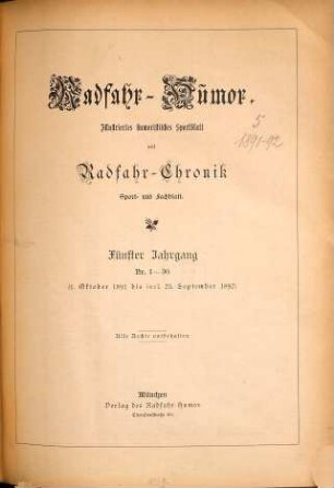 Radfahr-Humor. 5. 1891/92