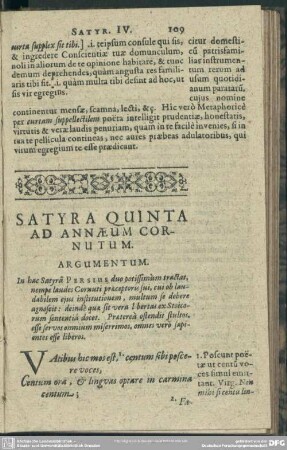 Satyra Quinta, Ad Annaeum Cornutum
