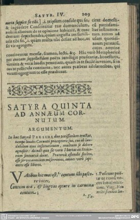 Satyra Quinta, Ad Annaeum Cornutum