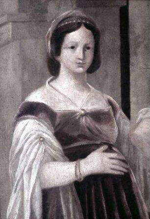 Illusionistische Architekturkulisse, an die Uffizien in Florenz angelehnt, mit Staffagefiguren