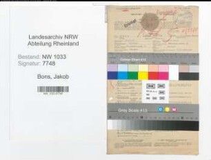 Entnazifizierung Jakob Bons , geb. 30.11.1920 (Gaertner)