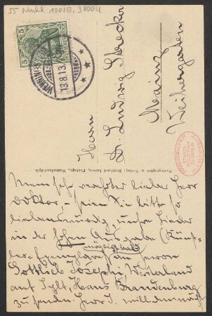 Brief an Ludwig Strecker  und B. Schott's Söhne : 13.08.1913