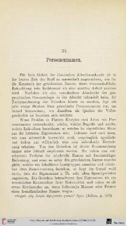 III. Personennamen