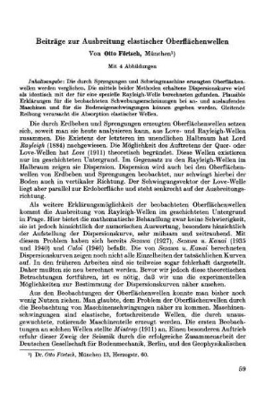 Beiträge zur Ausbreitung elastischer Oberflächenwellen