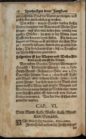 Cap. VI. Vom Mond-Kalb/ Wasser-Kalb/ Mond-Kind/ Gewächse.