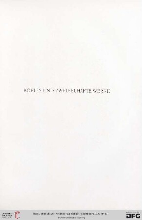 Kopien und zweifelhafte Werke
