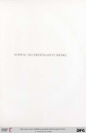 Kopien und zweifelhafte Werke