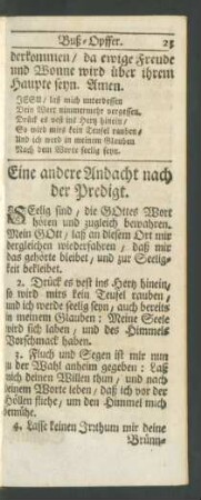Eine andere Andacht nach der Predigt