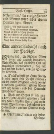 Eine andere Andacht nach der Predigt