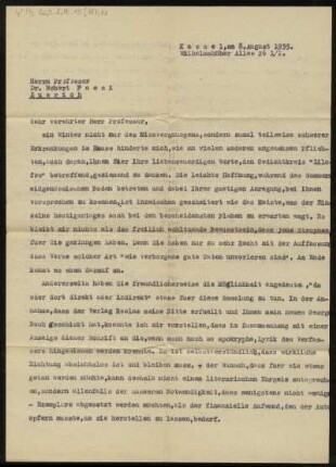 Brief von Will Scheller an Robert Faesi