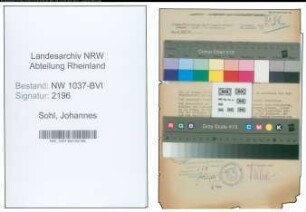 Entnazifizierung Johannes Sohl , geb. 12.02.1898 (Telegr.Inspektor)
