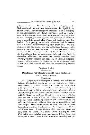 Deutsche Weltwirtschaft und Schule : (Fortsetzung)