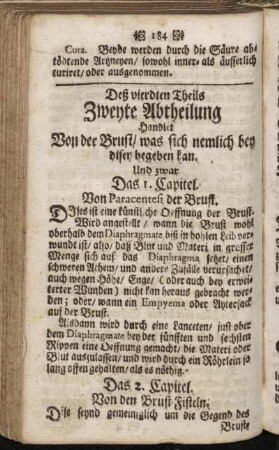 Deß vierdten Theils Zweyte Abtheilung handlet Von der Brust/ was sich nemlich bey diser begeben kan.