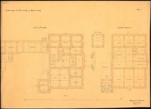 Herrenhaus, Gießmannsdorf Umbau und Erweiterung - 3. Projekt: Grundriss Keller, Dachgeschoss, 3. Turmetage, Maßstabsleiste (Meter)