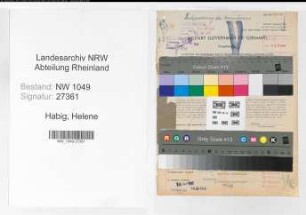 Entnazifizierung Helene Habig , geb. 10.11.1887 ()