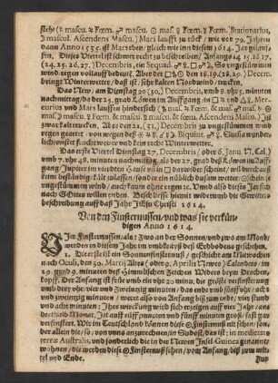 Von den Finsternussen/ und was sie verkündigen Anno 1614.