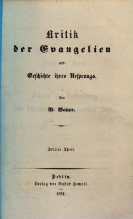 Kritik der Evangelien und Geschichte ihres Ursprungs, 3