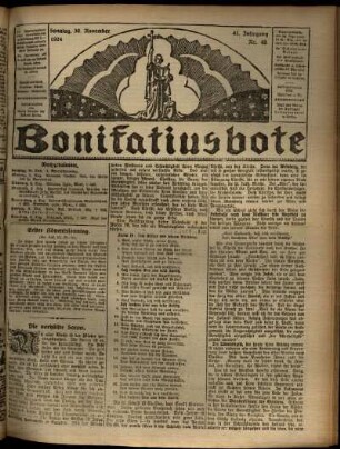 Erste Ausgabe vom Sonntag, den 30. November 1924.