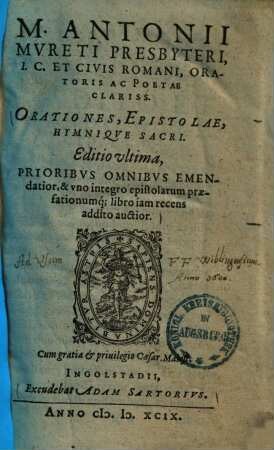 M. Antonii Mureti ... oratoris ac poetae clariss. Orationes, epistolae, hymnique sacri, 2