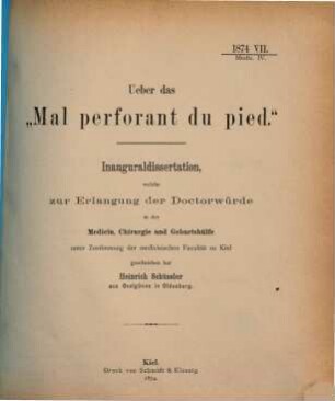 Ueber das "Mal perforant du pied"