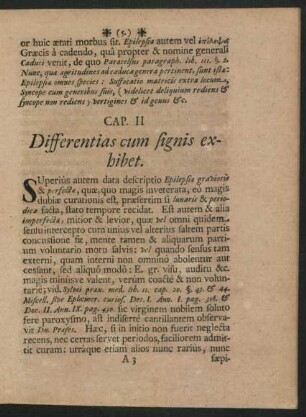 Cap. II. Differentias cum signis exhibet.
