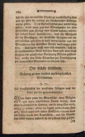 Der sechste Abschnitt. Anhang zu den beyden vorhergehenden Abschnitten.
