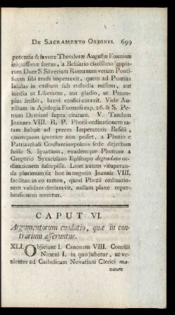 Caput VI. Argumentorum enodatio, quae in contrarium afferuntur