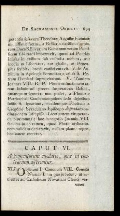 Caput VI. Argumentorum enodatio, quae in contrarium afferuntur