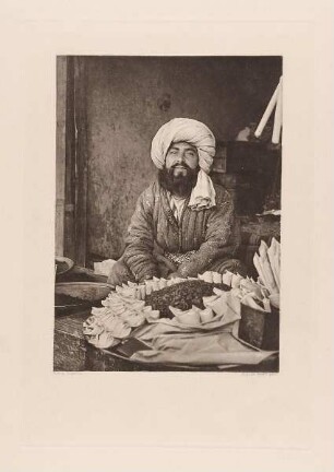 "Marchand de tabac accroupi dans sa boutique", aus dem Buch "A travers le Turkestan Russe"