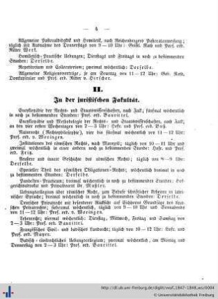 II. In der juristischen Fakultät.
