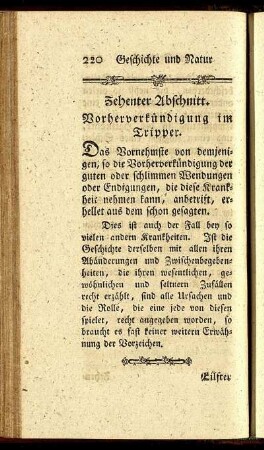 Zehenter Abschnitt. Vorherverkündigung im Tripper.