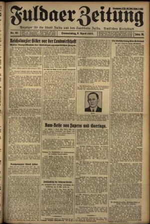 Erste Ausgabe vom Donnerstag, den 06. April 1933.