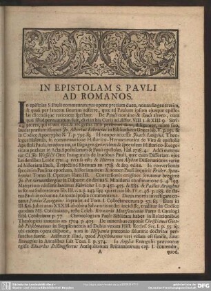 In Epistolam S. Pauli Ad Romanos