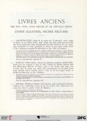 Livres anciens des XVIe, XVIIe, XVIIIe siècles et de l’époque empire livres illustrés, riches reliures (Nr. 1-22)