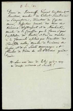 [Notiz von fremder Hand (Informationen zu P. A. Sojmonov aus dem Jahr 1793]