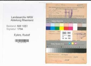 Entnazifizierung Rudolf Eylers , geb. 12.11.1906 (Inspektor)