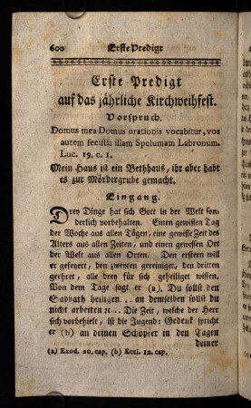 600-611, Erste Predigt.